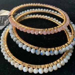 Wire Wrapped Beaded Bangle Trio